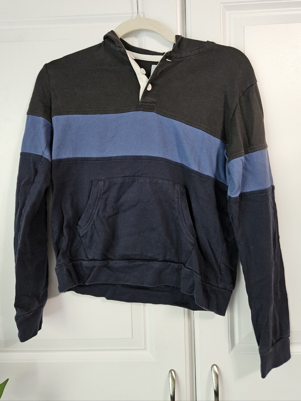 Kids Pullover Hoodie with Blue Stripe